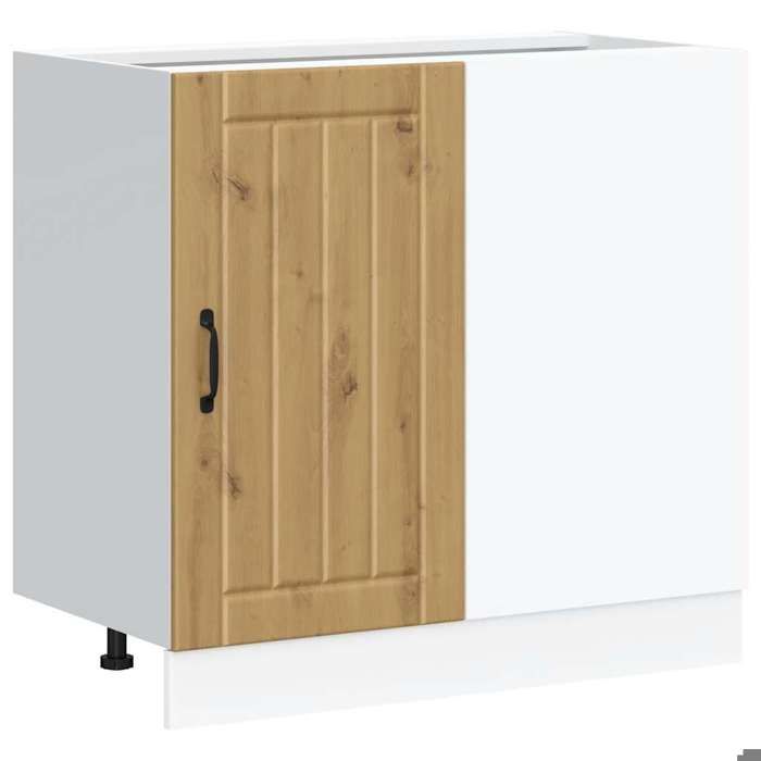Meuble bas de cuisine - COCO - CHIC forme rectangulaire - Pieds réglables Lucca Chêne artisanal bois ingénierie &&4548291