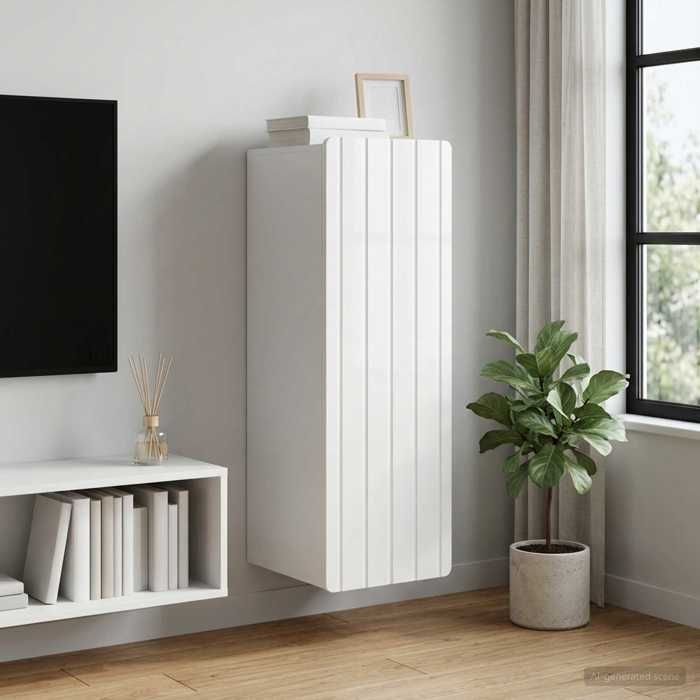 Moderne Armoire Murale pratique - Blanc brillant - 33x34 5x94 cm - Placard/Armoire Haut @FR6894