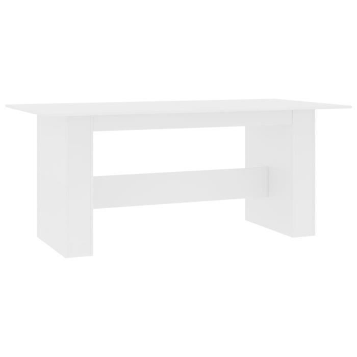 Table de salle à manger - ASHATA - 180 x 90 x 76 cm - Aggloméré - Blanc - Design contemporain