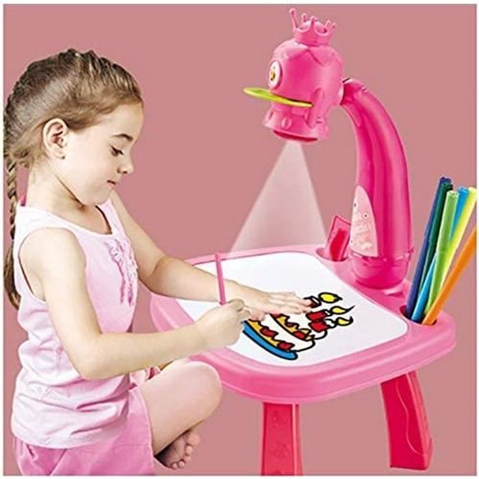 Table à dessin projecteur enfants rose / rose vif