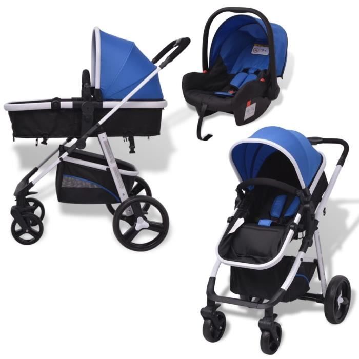 poussette 3 en 1 bleu