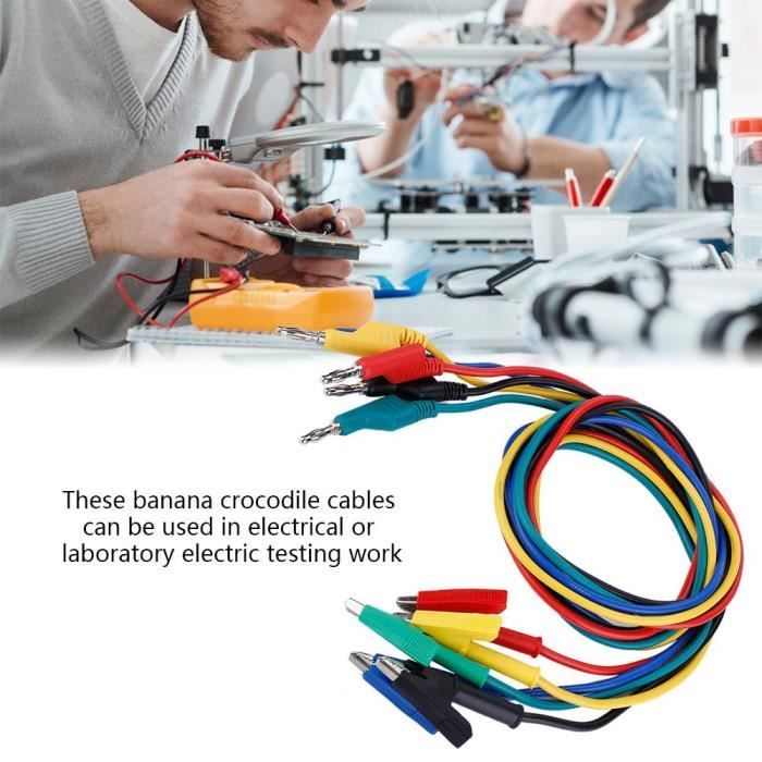 Câble de Test de Multimètre, P1032 4mm Fiche de Test de Prise de Banane  Moulé par Injection Câble de Fil de Multimètre Droit à Droit 2Pcs Câble de