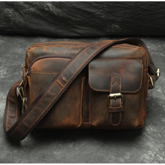 Sac Bandouliere Homme Cuir Epaule Sacoche Besace Sac à main Bandouliere  Rétro Mode Ecole Bag Vintage Sac portés épaule - Achat / Vente Sac  Bandouliere Homme Cuir - Cdiscount