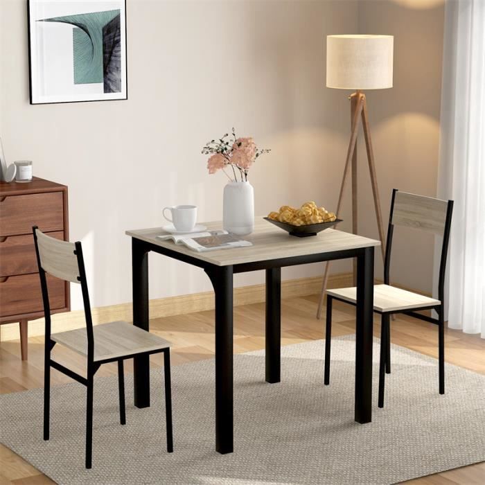 Ensemble table et chaises - Groupe de sièges table de salle à manger avec 2 chaises pour salle à manger & salon - couleur naturelle