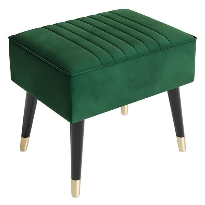 vesgantti repose-pieds salon en velours tabouret pouf ottoman 52 x 40 x 47 cm - vert