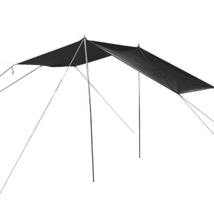 Auvent Voiture Tissu Oxford 210D Imperméable - Abri Camping 4,4x2m Noir Avec Barres Et Cordes