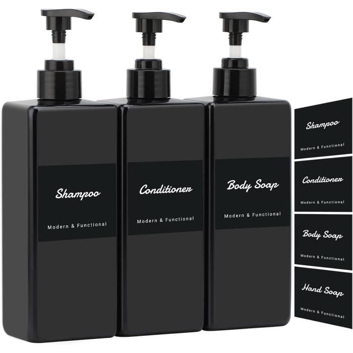2 Distributeurs De Savon 500ml - Flacons Pompe Vide Pour Cuisine Et Salle De Bain - Transparent Et Blanc - Multifonction