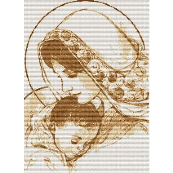 Point De Croix Kit Complet Estampé, Mère Et Fils Estampillé 14Ct 2 Brins 35×46Cm Broderie Point