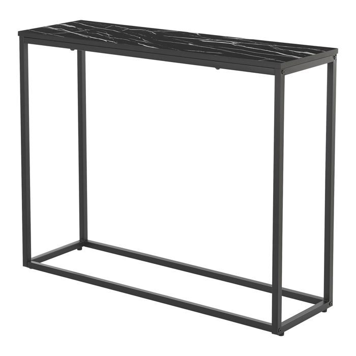 Table console 80 x 100 x 30 cm noir et imitation marbre 03_0008574