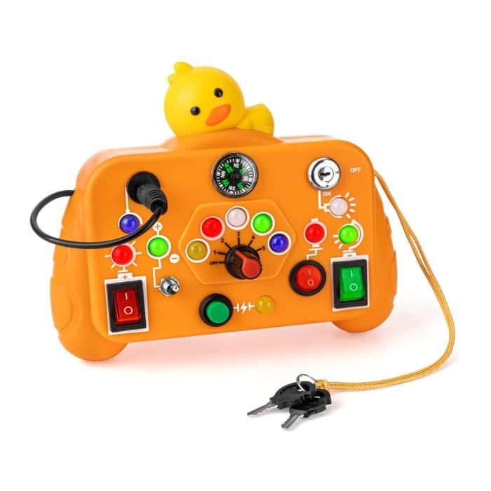 Busy Board Montessori 1-5 Ans – Tableau D’éveil LED Avec Interrupteurs – Jouet Portable Pour Voyage – Cadeau Bébé 1 An