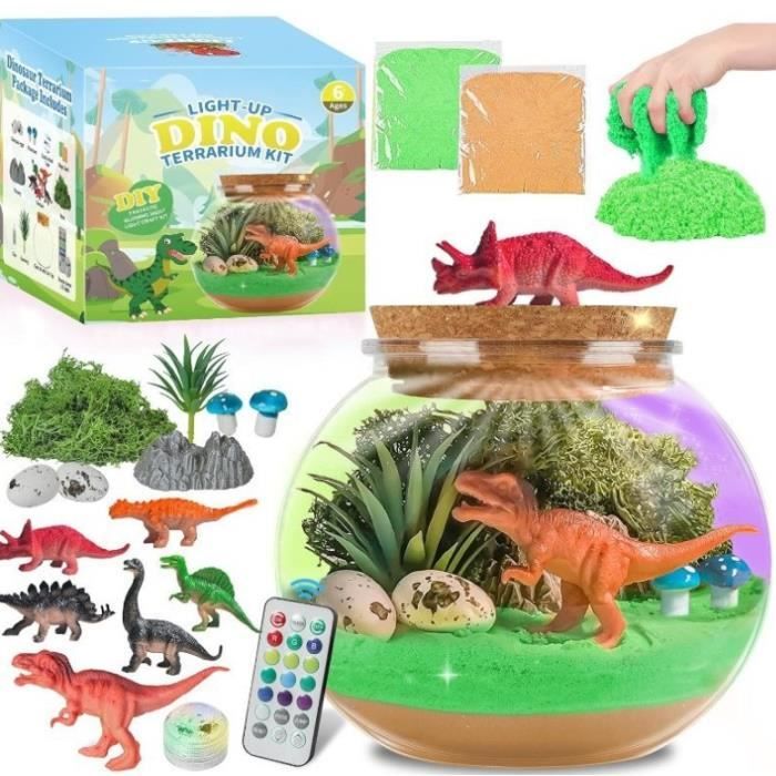 Kit de terrarium de dinosaures pour garçons terrarium dinosaures lumineux - Fabriquer des jouets de dinosauresArtisanat dinosaure
