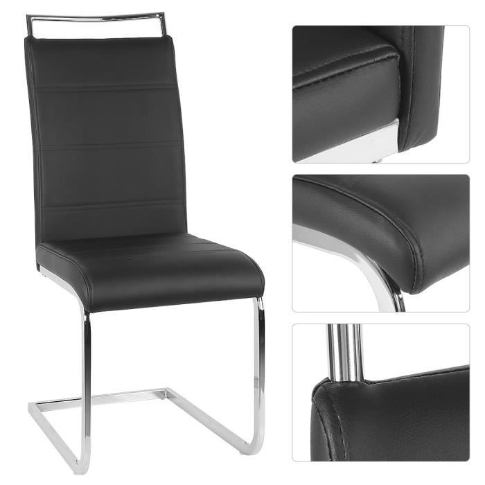 Lot de 2 Chaises Salle à Manger Cuisine Noir Avec sièges rembourrés