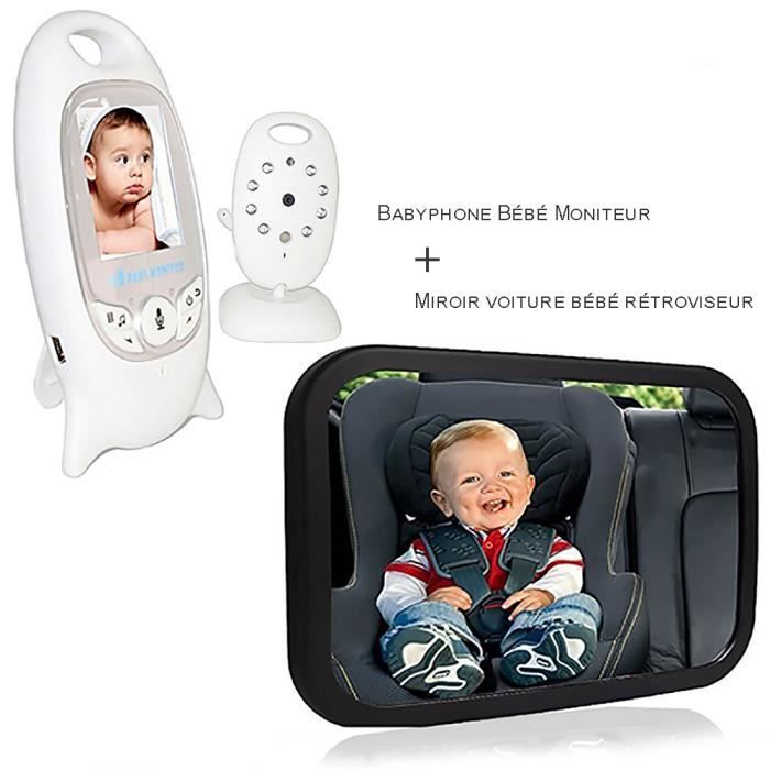 Babyphone Bébé Moniteur 2 LCD Couleur caméra + Miroir voiture bébé  rétroviseur pour surveillance de bébé en voiture sécurité Siège - Cdiscount  Puériculture & Eveil bébé