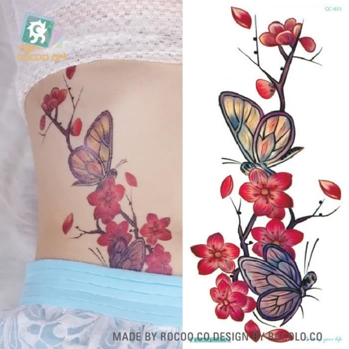 Tatouage Temporaire éphémère Réaliste Papillon Rose