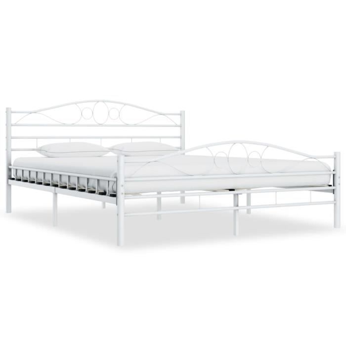 cadre de lit en métal blanc 140 x 200 cm - pop - market - haut de gamme®rduety®