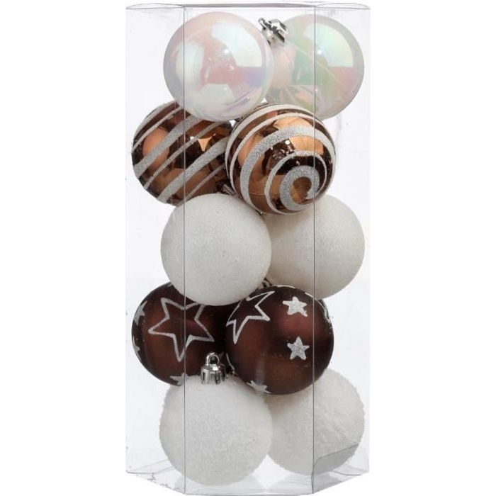 Lot De 15 Boules De Noël ø 50 Mm Marron Et Cuivre