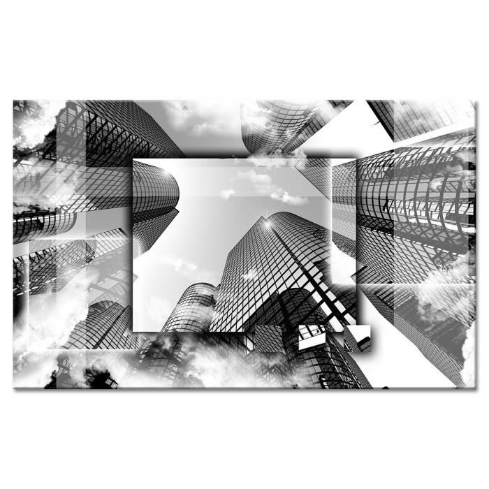 Cadre Deco Moderne Bulding Noir Et Blanc 80x50 Cm Cdiscount Maison