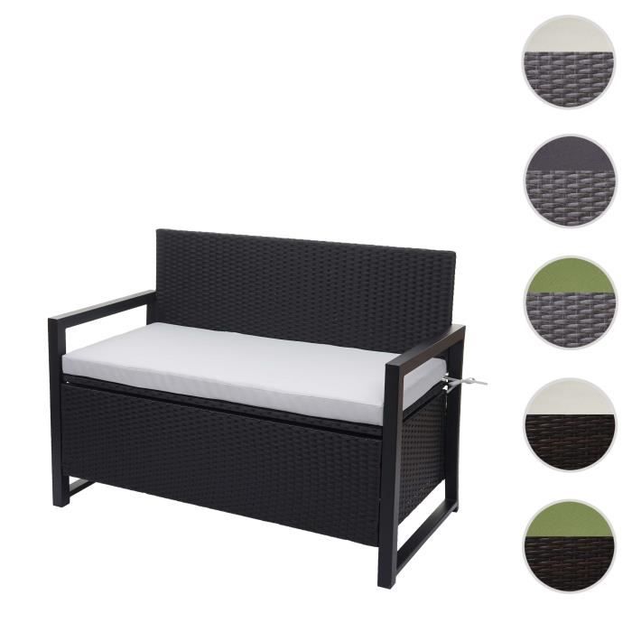 Mendler Banc de jardin polyrotin coffre 2 places - vue 2