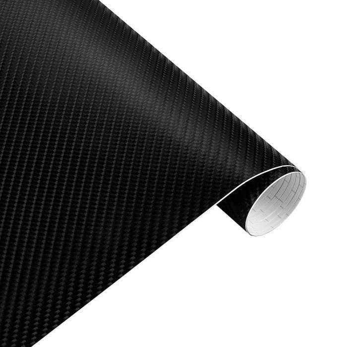 10x21cm noir brillant 4D fibre de carbone vinyle wrap haute qualité sans bulles 3M colle