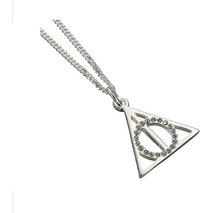 Harry Potter - Pendentif et collier plaqués argent Deathly Hallows