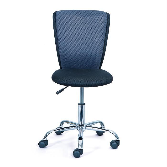 Inter Link Chaise de bureau enfant piètement métal revêtement tissu mesh bleu 
