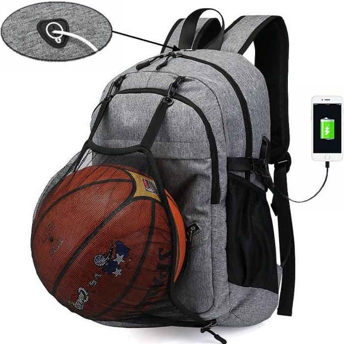 Sac à Dos De Sport Extérieur De 17 Pouces, Sac à Dos De Basket-ball De Football, Imperméable à L’eau, Chargement USB