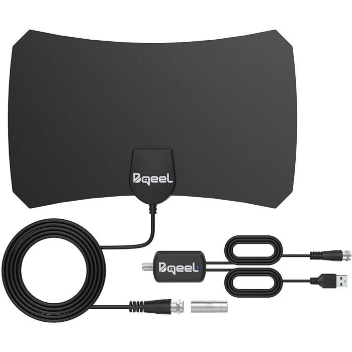 Antenne TV Intérieur TNT HD 120KM - Antenne HDTV Numérique Avec Amplificateur, Chaînes Locales Gratuites 4K 1080P VHF UHF