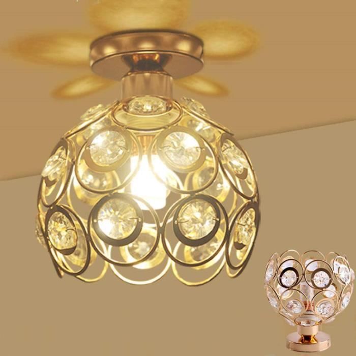 Plafonnier Moderne Industriel Cristal - Lustre Suspension Métal Cuivré Avec Douille E27 - 5