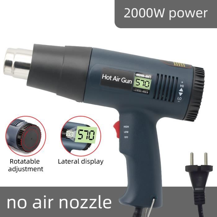 UE avec LCD - 2000W Digital Display Electric Hot Air gun Handheld Dual ...
