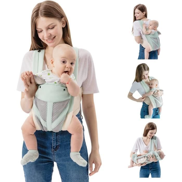 Porte Bebe Naissance Echarpe De Portage Bebe 0-36 Mois Réglable Porte Bébé  En Maille Respirante Jusqu'À 21 Kg Bleu[H555]