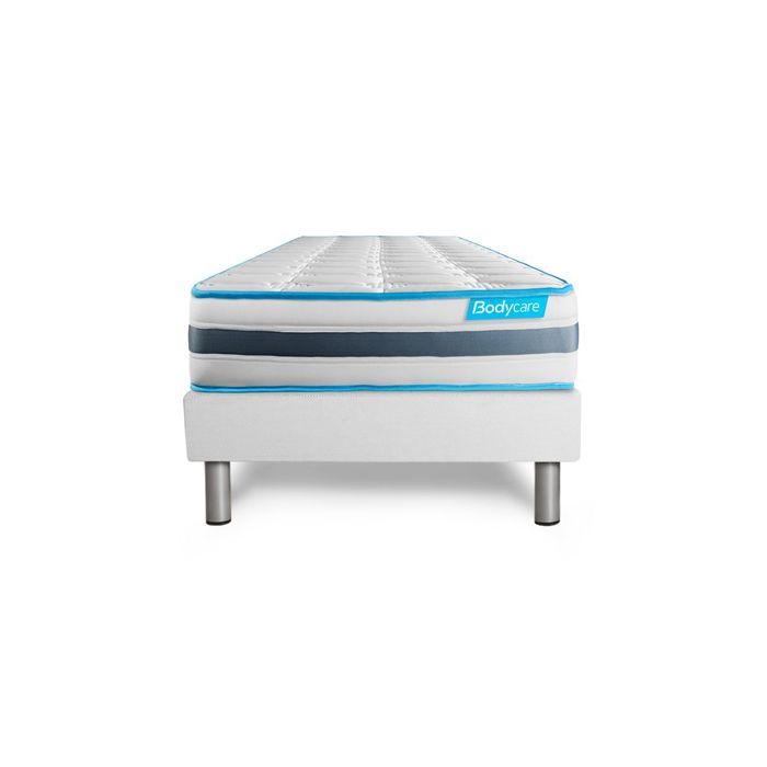 Ensemble sommier matelas 90x190 Bodyzone Ressorts ensachés - 24 cm - Ferme - sommier blanc