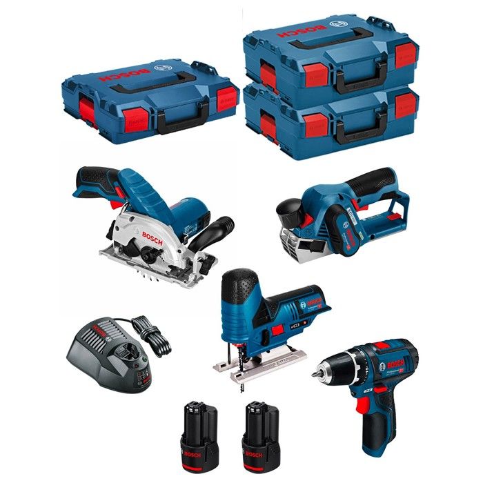 BOSCH Kit 12V BMK4-28AD2 (GKS 12V-26 + GST 12V-70 + GHO 12V-20 + GSR 12V-15 + 2 x 20 Ah + GAL1230CV )
