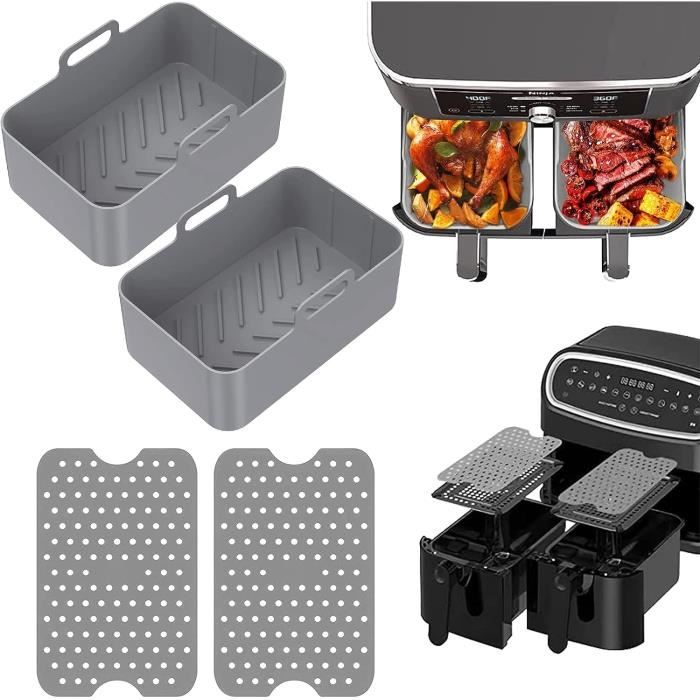 Pipihome 2PCS Pot Silicone Pour Friteuse Ninja Dual Air Fryer - Accessoire Réutilisable Anti-Adhésif
