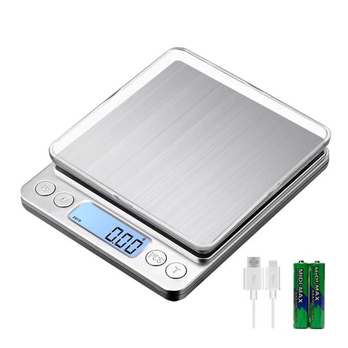 Balance De Cuisine Numérique Leikurvo - 10 Kg / Précision 1g, Rechargeable USB (noir)