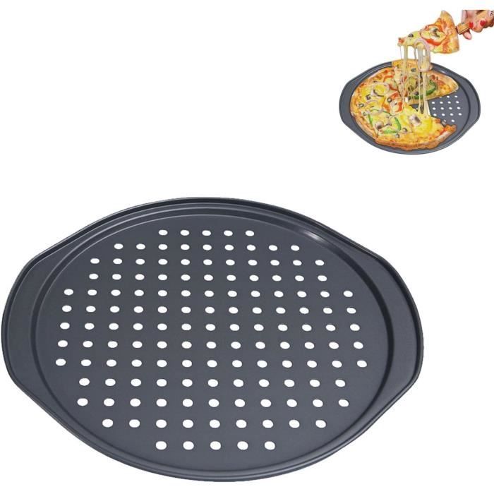 Plaques à Pizza Antiadhésives OlBuWa - Lot De 2 En Acier Carbone - 30 Cm