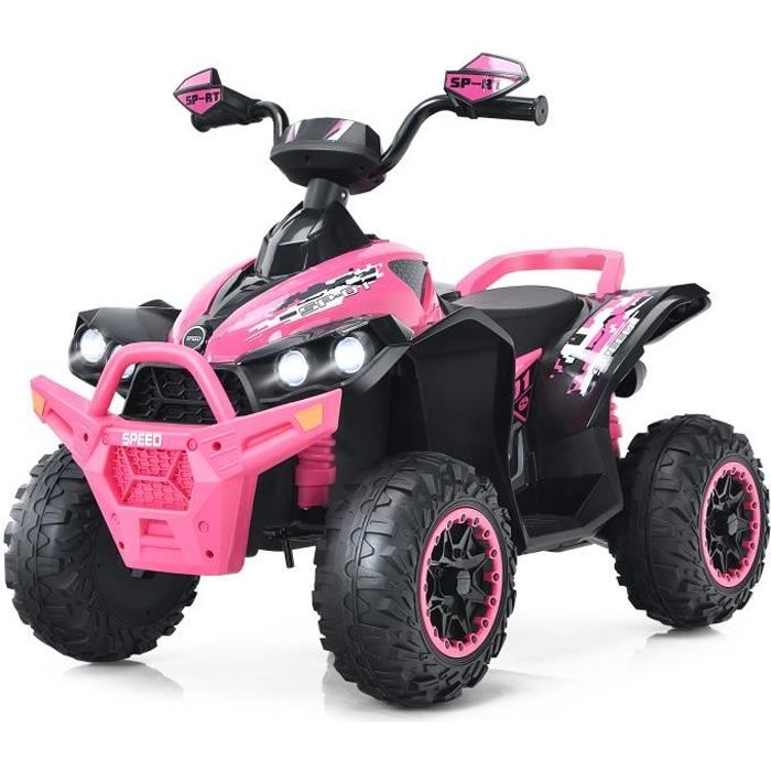 Quad &eacute;lectrique pour enfants COSTWAY 12V7Ah - LED, musique, klaxon - Rouge