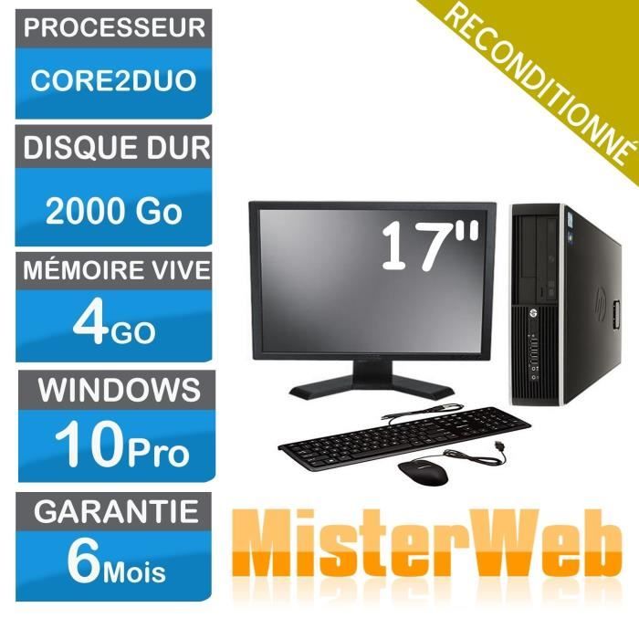 Ordinateur de Bureau complet core2duo 2000 Go HDD 4 Go Ram Win10 écran 17 EN VRAC selon modèle disponible. DELL HP LENOVO En - Dell