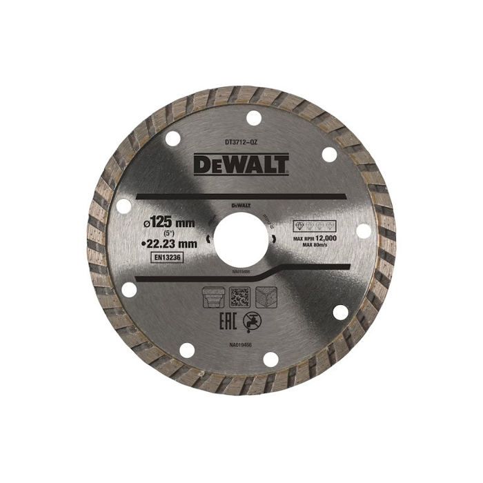 Disques diamantés Turbo DEWALT 125mm Ø Segments diamantés frittés Coupe à sec