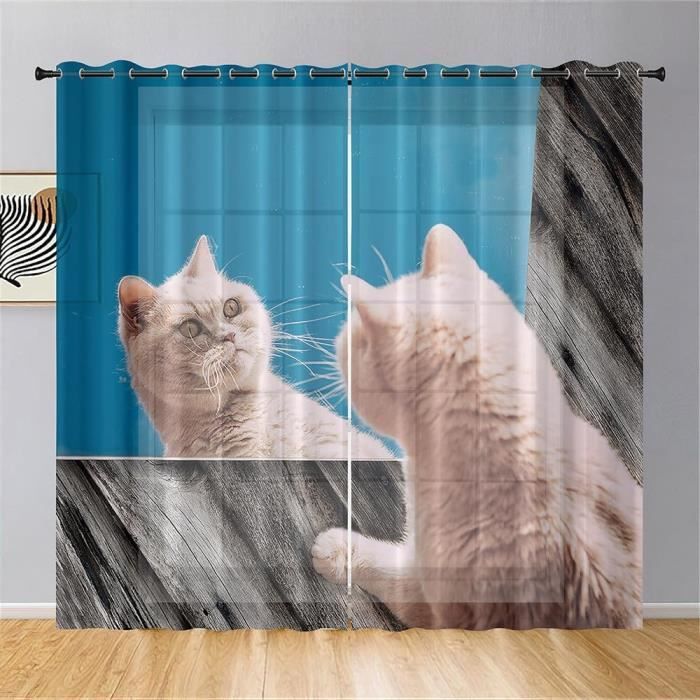 Hiseng Lot De 2 Rideaux Voilage À Oeillets, Semi-Transparent En Effet Voile Décoration De