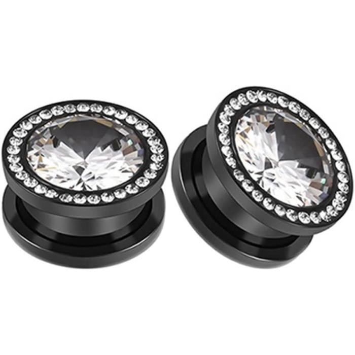 Stretching Oreille Bijou Écarteurs Oreille Beydodo En Acier Chirurgical - 2 Pièces Avec Zirconium, Multiples Tailles Tunnel Oreille Zircon
