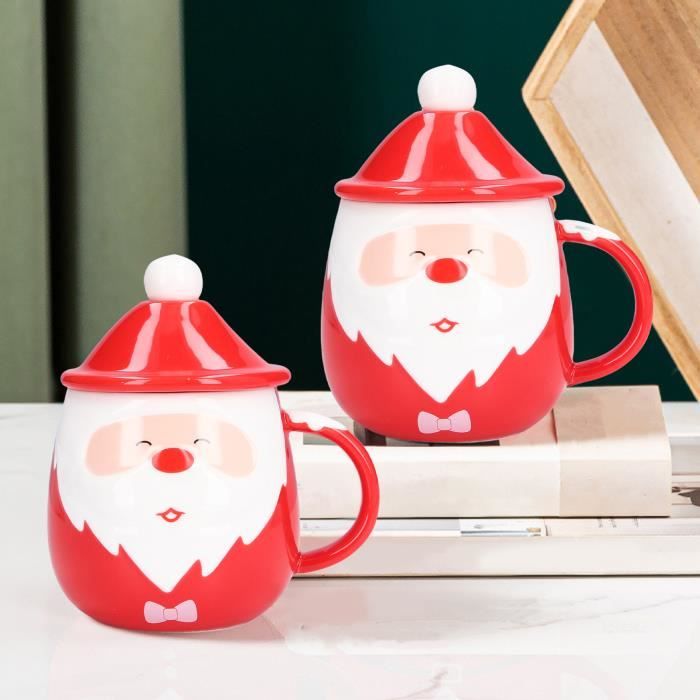 Gute Tasse à Café De Noël Avec Couvercle Rouge Père Noël Et Cerf Avec