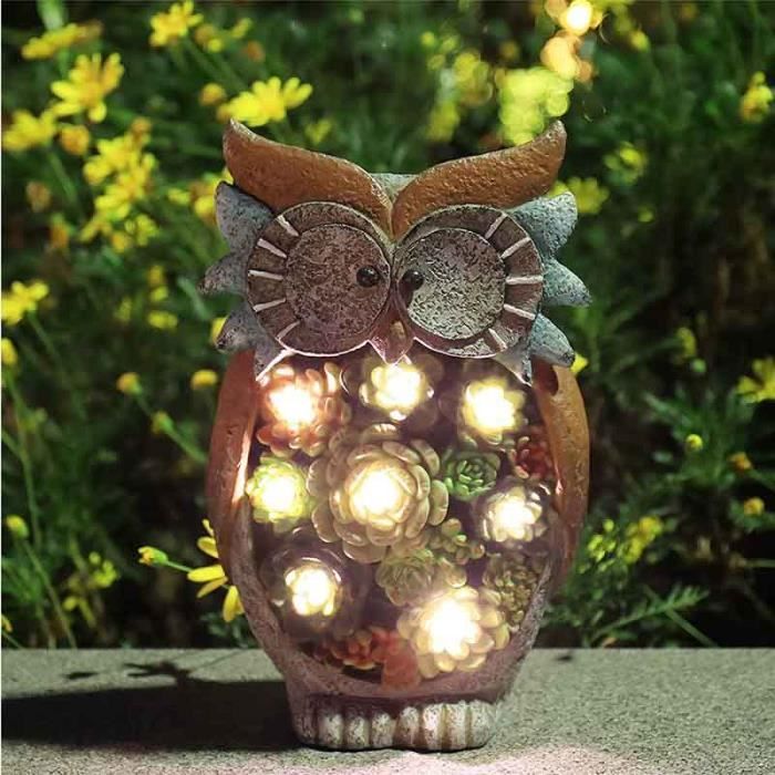 Lampe solaire étanche en forme de hibou avec panneau solaire, luminaire