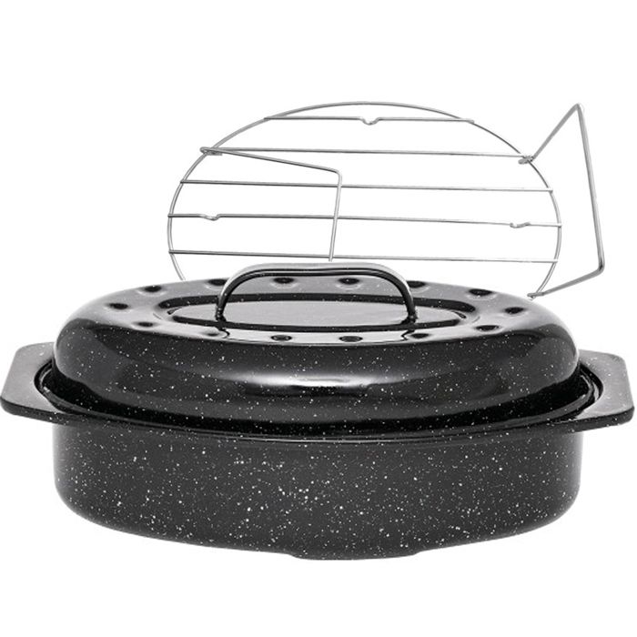 Warmcook Cocotte ovale en acier carbon 38x26cm + grille -