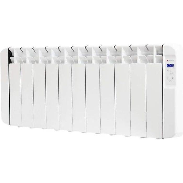 Haverland RC11BL - Radiateur Electrique Plinthe Inertie Fluide 1250 W, Programmable, Indicateur de Consommation, +/- 13-19 m², Blanc