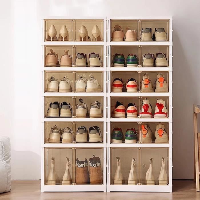 Meuble à chaussures - HOMEWELL - YIYI - 24 paires - Blanc