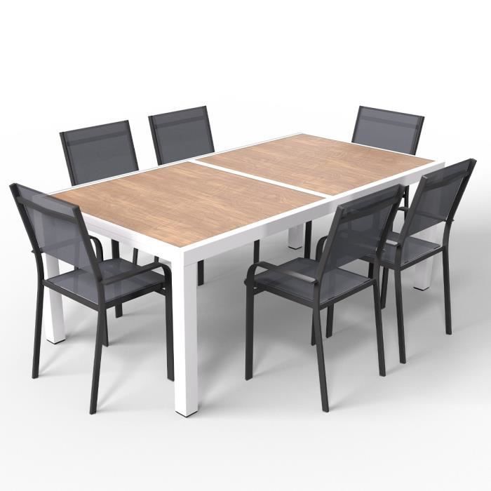Ensemble Table de jardin extensible Koh Rong + 6 Chaises de jardin