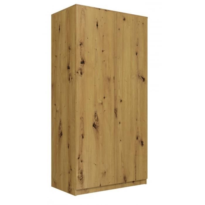 ESME - Armoire double style scandinave chambre &agrave; coucher - Ch&ecirc;ne
