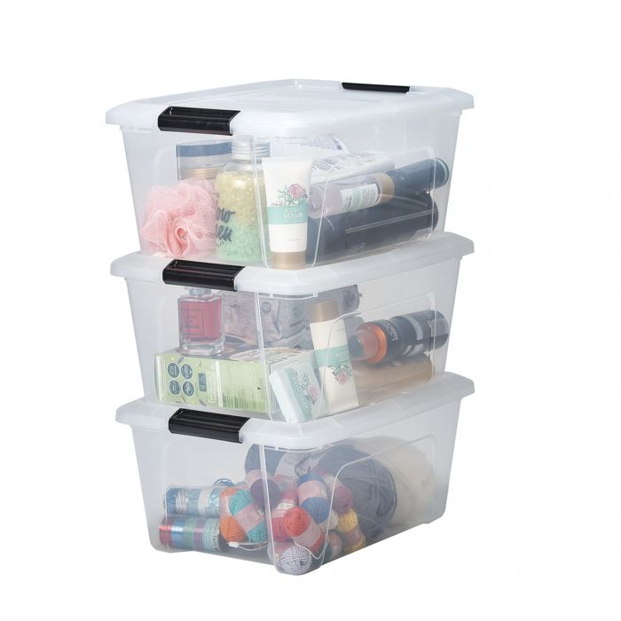 Iris Ohyama Boites de Rangement Plastique avec Couvercle 15L Lot de 3 Transparent DDNTB-15 Iris Ohyama Boites de Rangement Plastique avec Couvercle 15L Lot de 3 Transparent DDNTB-15