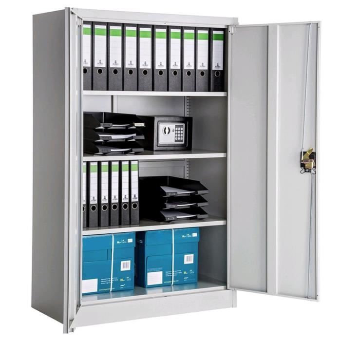 Grande Armoire De Bureau En Metal H 140cm 2 Portes Achat Vente Armoire De Bureau Grande Armoire De Bureau En Cdiscount