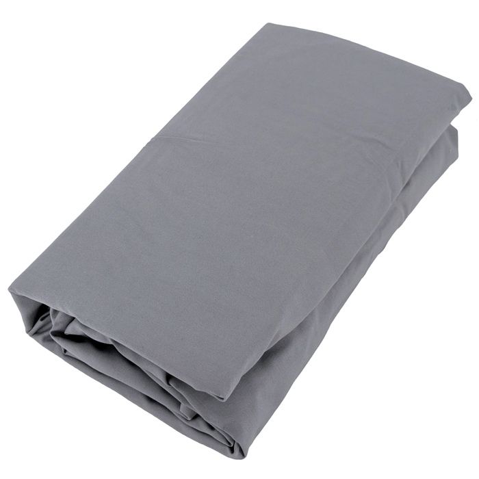 Drap housse uni 140x200 cm bonnet 35 cm percale de coton MANOIR gris Ardoise